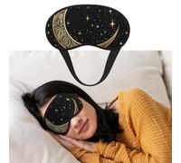 Masque pour les yeux pour dormir - Respirant - Bloque la lumière - Motif croissant de lune - Doux et confortable - Pour homme et femme - Pour la sieste à la maison