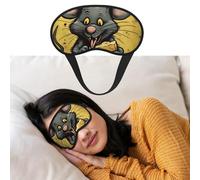 Masque pour les yeux pour dormir - Respirant - Bloque la lumière - Rat mange un morceau de fromage - Masque doux et confortable pour la nuit - Pour homme et femme - Pour la sieste à la maison