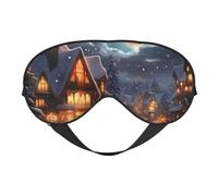 Masque pour les yeux réglable avec imprimé de Noël pour le camping, la méditation, la relaxation