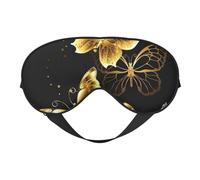 Masque pour les yeux réglable avec motifs papillons blancs dorés et noirs pour le camping, la méditation, la relaxation