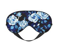 Masque pour les yeux respirant à motif floral bleu imprimé roses élégant réglable pour sieste nuit environnement reposant