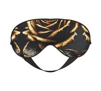 Masque pour les yeux respirant avec imprimé de fleurs noires et dorées pour le camping, la méditation, le yoga