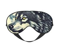 Masque pour les yeux respirant avec motif loup et lune - Réglable - Pour la sieste - Environnement reposant