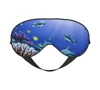 Masque pour les yeux respirant avec motif requin de natation sous la mer, élégant, réglable, idéal pour la sieste la nuit