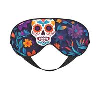 Masque pour les yeux respirant avec motif tête de mort et fleurs - Idéal pour le camping, la méditation, le yoga