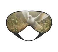 Masque pour les yeux respirant et réglable avec imprimé herbe et colombe - Léger - Pour voyage, yoga, travail