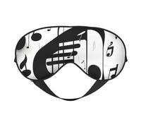 Masque pour les yeux respirant et réglable avec imprimé notes de musique noir et blanc léger pour le voyage, le yoga, le travail
