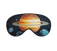 Masque pour les yeux respirant, système solaire phosphorescent imprimé planète, masques de sommeil doux avec sangle réglable, cache-yeux, masque pour les yeux bloquant la lumière pour le bureau, la