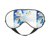 Masque pour les yeux réversible avec fleurs et papillons - Double face - Occultant - Réglable - Doux - Pour le sommeil et le voyage