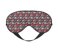 Masque pour les yeux réversible avec motif floral et crâne - Pour la méditation et le voyage - Unisexe