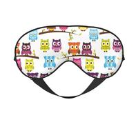 Masque pour les yeux réversible avec motif hiboux sur branches d'arbre - Double face - Réglable - Doux - Pour le sommeil et la sieste