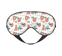 Masque pour les yeux réversible avec motif paresseux et mignon - Double face - Réglable - Doux - Pour le sommeil et la sieste