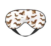 Masque pour les yeux réversible double face avec motif écureuil mignon - Masque occultant réglable et doux pour le sommeil - Couverture de sieste de voyage