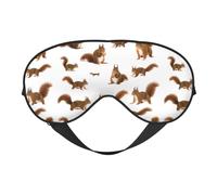 Masque pour les yeux réversible double face avec motif écureuil mignon - Masque occultant réglable et doux pour le sommeil - Couverture de sieste de voyage