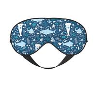 Masque pour les yeux réversible double face avec motif poisson bleu mignon