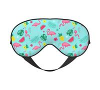Masque pour les yeux réversible motif flamant rose, crème glacée, fruits - Double face - Réglable - Doux - Pour dormir et voyager