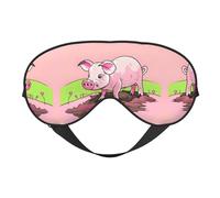 Masque pour les yeux rose Porcinet doux, imprimé sur toute la surface, 96 % polyester, 4 % élasthanne
