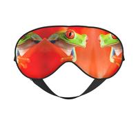 Masque pour les yeux rouges avec impression de grenouilles d'arbre, double face, occultant pour dormir, masque de sommeil confortable pour toutes les occasions