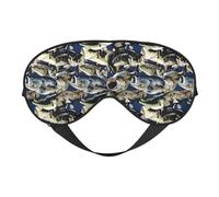 Masque pour les yeux souple réversible avec motif de poisson pour la méditation et le voyage Unisexe