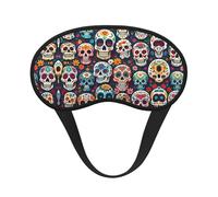 Masque pour les yeux super doux et lisse motif crâne de sucre du Jour des morts avec sangle élastique pour les siestes, jeu de bandeau sur les yeux en avion - Masque pour les yeux sans pression