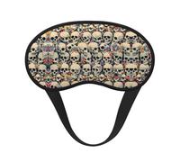 Masque pour les yeux super doux et lisse motif crâne et fleurs du Jour des morts avec sangle élastique pour jeux, soirées, sommeil, voyages - Bandeau sans pression