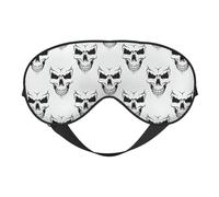 Masque pour les yeux sur le thème d'Halloween monochrome imprimé tête de squelette confortable respirant réglable hommes femmes léger voyage yoga travail