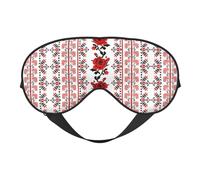 Masque pour les Yeux Ukrainien Broderie Imprimé Rose - Confortable Aide au Sommeil Élastique Nuit Bandeau Anti-Lumière pour Avion Voyage