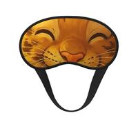 Masque pour les yeux unisexe avec élastique, en tissu composite noir, bordé de noir, représentant un adorable petit tigre dans une fleur au coucher du soleil.