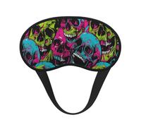 Masque pour les yeux unisexe en tissu composite à motif de crâne coloré, bord noir et élastique.