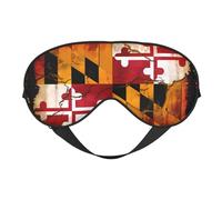 Masque pour les yeux vintage en bois avec drapeau du Maryland, imprimé sur toute la surface, 96 % polyester, 4 % élasthanne