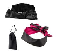 Masque pour yeux en satin,Bandage Sexy,Jouet Sexuel pour Couple avec Bandeau,Bandeau Oeil,Masque Satin Bandeau sur les Yeux Sommeil,Masque pou Yeux Bandés Bondage Sex Toys,noir+rose noire,2pièce