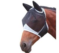 Masque professionnel anti-mouches pour cheval à long nez avec oreilles, masque intégral respirant, léger, à séchage rapide, anti-vers mouches, utilisation stable (noir)