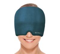 Masque Rafraîchissant Migraine Bleu Océan - Disque en Gel 360° pour Utilisation à Froid et à Chaud, Design Occultant Total, Réutilisable, Apaisant pour les Maux de Tête et les Yeux Fatigués