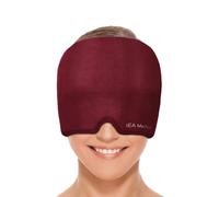 Masque Rafraîchissant Migraine Rouge Cerise - Disque en Gel 360° pour Utilisation à Froid et à Chaud, Design Occultant Total, Réutilisable, Apaisant pour les Maux de Tête et les Yeux Fatigués