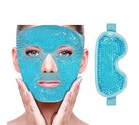 Masque pour les yeux et le visage rafraîchissant pour réduire les gonflements,les cernes,les sinusites,les rougeurs,soulager la douleur et les migraines(Bleu1 masque pour les yeux+1masque facial