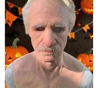 Masque réaliste en latex, masque en silicone, masque réaliste avec visage plissé, masque intégral en latex, 38,5 x 27 x 21,5 cm, pour fêtes de famille, cosplay