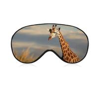 Masque respirant pour les yeux avec girafe animaux d'Afrique imprimés doux pour le sommeil avec sangle réglable - Cache-yeux bloquant la lumière - Pour sieste au bureau, voyage