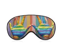 Masque respirant pour les yeux avec imprimé « Proud of the Rainbow » - Doux - Avec sangle réglable - Cache-les yeux - Bloque la lumière - Pour la sieste au bureau, les voyages