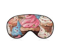 Masque respirant pour les yeux avec motif cupcakes et crème glacée avec sangle réglable - Cache-yeux bloquant la lumière - Pour sieste au bureau, voyage