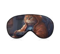 Masque respirant pour les yeux avec motif de gros chat, masque de sommeil doux avec sangle réglable, cache-yeux bloquant la lumière, masque pour les yeux pour sieste au bureau, voyage