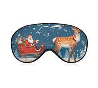 Masque respirant pour les yeux avec motif d'élan tirant sur traîneau, Père Noël, masque doux pour les yeux avec sangle réglable, cache-œil bloquant la lumière pour la sieste au bureau, les voyages