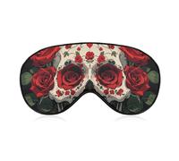 Masque respirant pour les yeux avec motif squelette de rose rouge avec sangle réglable - Cache-yeux bloquant la lumière - Pour sieste au bureau, voyage