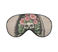 Masque respirant pour les yeux avec motif squelette fleuri, masque doux pour les yeux avec sangle réglable, cache-yeux bloquant la lumière, masque pour les yeux pour sieste au bureau, voyage