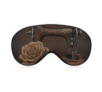 Masque respirant pour les yeux avec rose et machine à coudre - Masque doux pour les yeux avec sangle réglable - Cache-yeux bloquant la lumière - Pour sieste au bureau, voyage