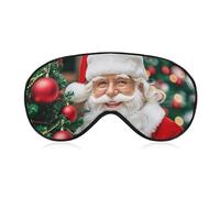 Masque respirant pour les yeux du Père Noël avec un charmant sourire, masque de sommeil doux avec sangle réglable pour les yeux, cache-yeux, cache-yeux, masque pour les yeux bloquant la lumière, pour