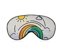 Masque respirant pour les yeux en forme de lune imprimé arc-en-ciel doux avec sangle réglable - Cache-yeux bloquant la lumière - Pour sieste au bureau, voyage
