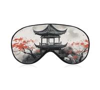 Masque respirant pour les yeux - Peinture à l'encre chinoise - Masque de sommeil doux avec sangle réglable - Cache-yeux bloquant la lumière - Pour sieste au bureau, voyage