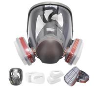 Masque respiratoire intégral double filtration Cartouche de 40 mm Lentille antibuée ABS pour peinture en spray Travaux synthétiques Protection industrielle Soudure Gris