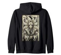Masque rétro Japonais Kitsune Renard à Neuf queues Anime Sweat à Capuche