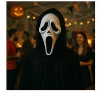 Masque Scream 30 cm en Plastique avec Voile Noir Film dHorreur Déguisement Halloween Taille unique
